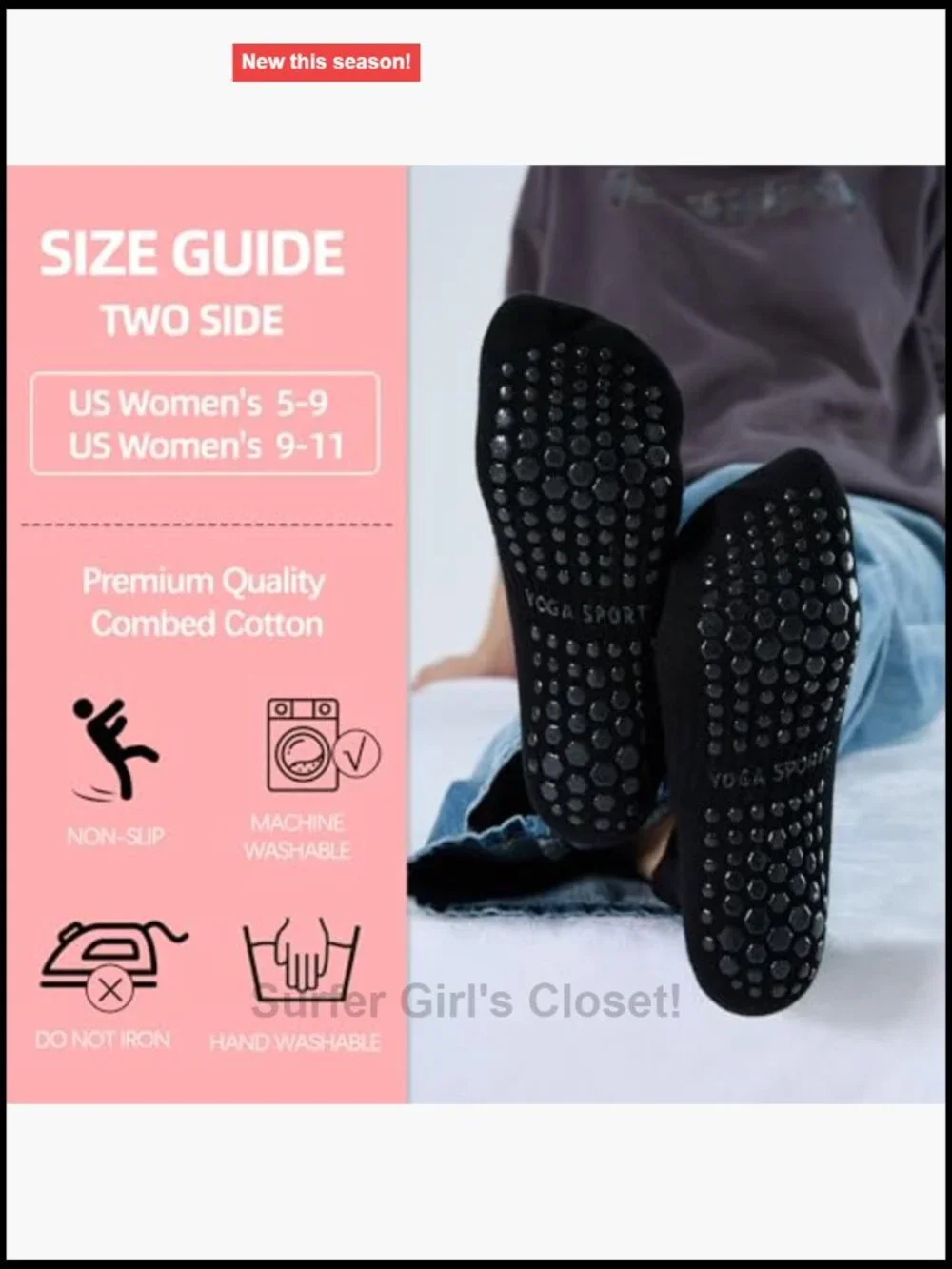 6 Pairs Non Slip Cotton Ankle Grip Socks for Yoga Pilates Barre Hospital